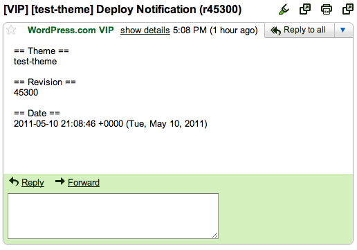 Deploy Notification Email