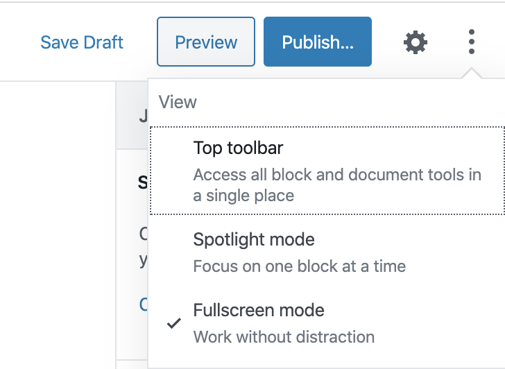 How to disable fullscreen mode in the editor in WordPress 5.4